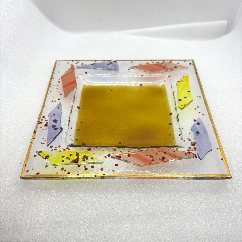 Venetian made in Italy 7.25" x 7" Colorful Glass Art Plate
